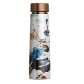 Pure Copper Elegant 1000 ml Premium Coated Water Bottles (White Abstract, 1000 Ml)