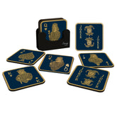 6-Piece Premium Abstract Design Wooden Coaster Set with EPE Anti-Slip Base & Storage Stand | 3.5” Square | Water Resistant