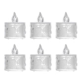 LED Tea Lights Candle (Diwali Diya) – Flameless, Crystal Design, Battery-Operated-6 Pcs