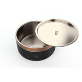 Double Wall Stainless Steel Casserole with Lid | 1200ml Capacity (1700ml Without Lid) | Food-Grade Steel | Multipurpose Serving Bowl | Black & Beige