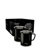 Stainless Steel Coffee and Tea Mugs - 150ml (5.07 oz) - Set of 2 - Powder Coated Exterior, Steel Interior