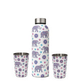 LA' FORTE Premium Stainless Steel Bottle & 02 Tumbler Set ( Water Bottle X 1000 ml ; 02 Glasses X 250 ml each)