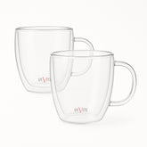 250ml Double-Walled Borosilicate Glass Cups | Transparent Insulated Coffee Mugs for Hot & Cold Beverages (Set of 2)