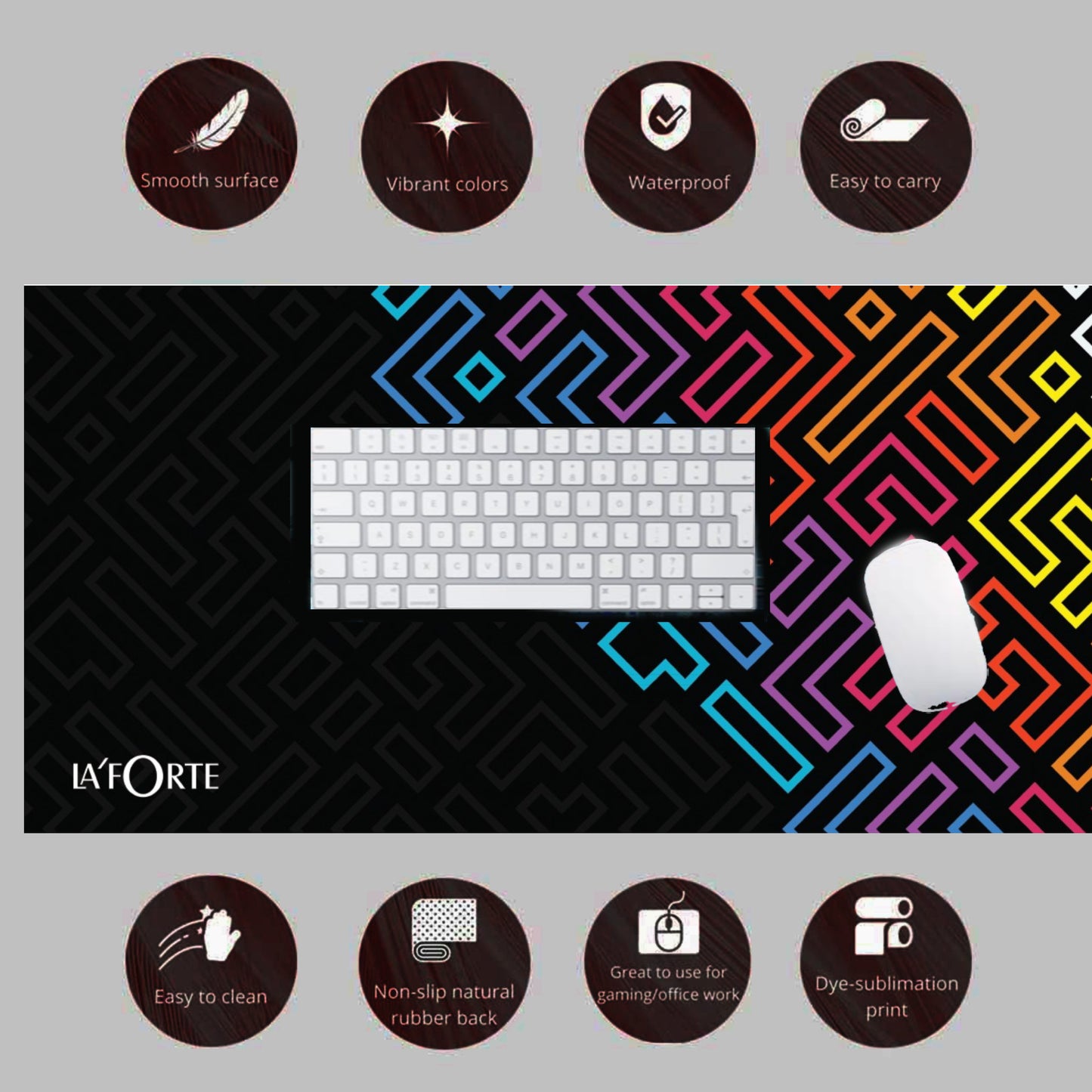 LA' FORTE Gaming Large Mouse Pad (3mm Thickness) (11 inches X 23 inches)