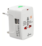 Flixx Universal Travel Adapter with Dual USB Ports | Worldwide Compatibility & Surge Protection