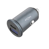 LA' FORTE Compact Mini Metal Dual Port Ultra Fast Car Charger, QCPD (QC- 3.0 & PD - 30 W)