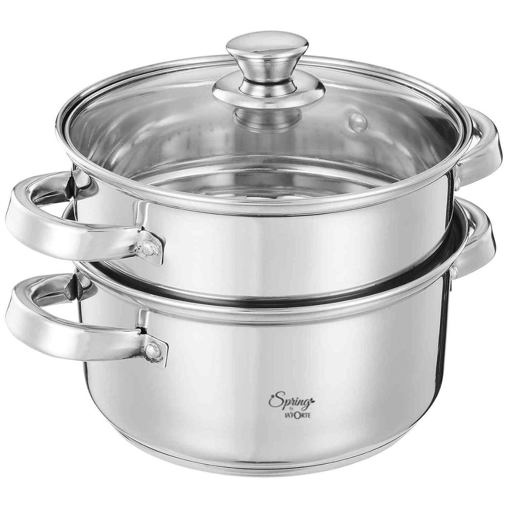 Spring by LA' FORTE 2-Tier Steel Steamer & Casserole