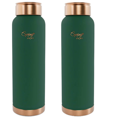 LA'FORTE Copper Water Bottle, Pure, 1000 ml Sea Green