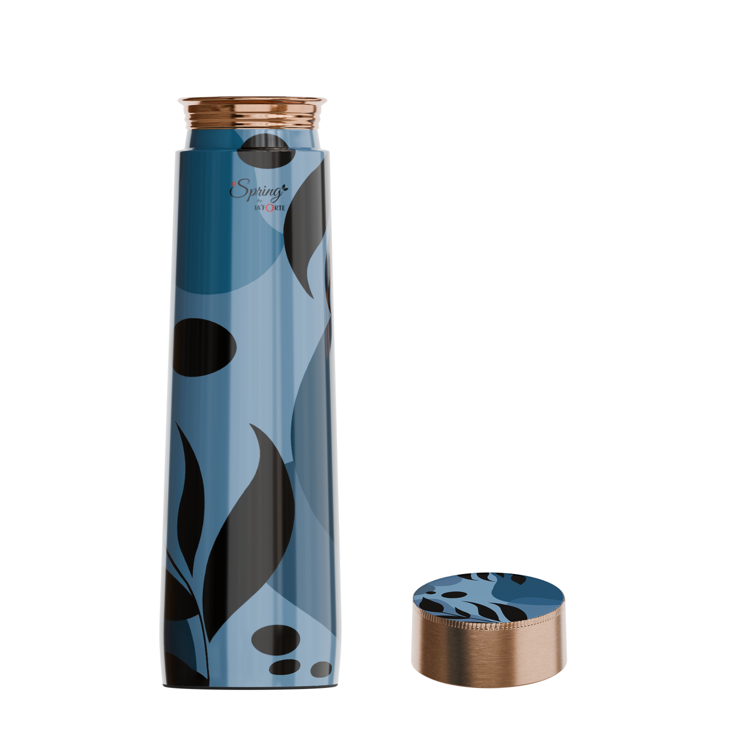 Pure Copper Elegant 1000 ml Premium Coated Water Bottles (Blue Black, 1000 Ml)