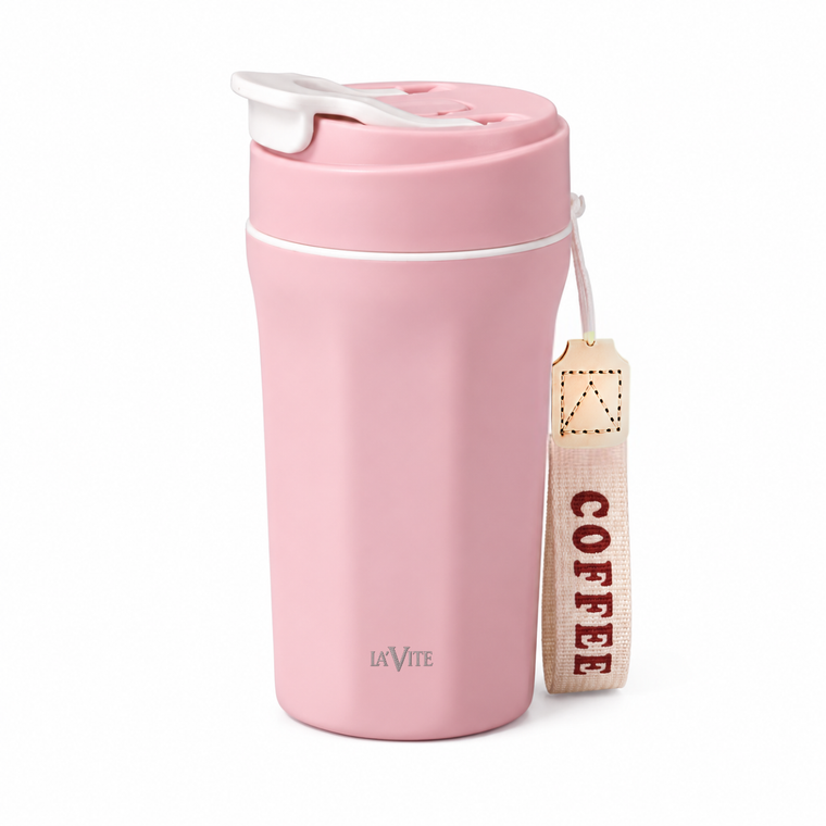 LA’ VITE 400 ml Double-Wall Glass-Interior Tumbler (2-in-1 Straw + Sipper)