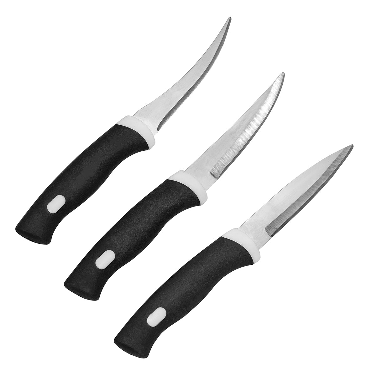 La Forte Stainless Steel Kitchen Knife Set with Soft Grip, 3-Pieces (Black)