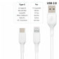LA' FORTE 2 in 1 PVC Soft and Superior 1.3 m- (Compatible with Type C and Iphone ) White, One Pcs)