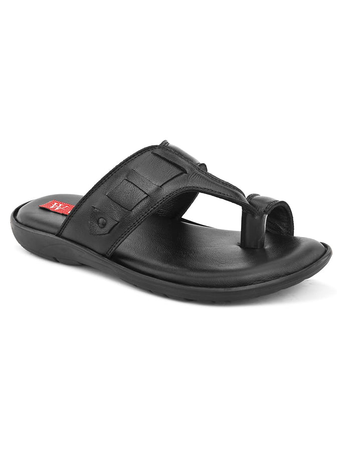Zuuvo Cultural Craft Leather's Slipper | Trendy Men's slippers | Sandal | Durable | Ethnic | Causal Wear | Black