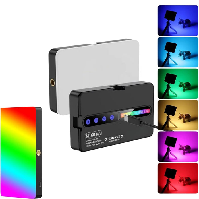 Flixx M160 RGB Portable Pocket Camera Light Dimmable Panel Lamp | Full Color 2700-6500k 6.5W for Phone Photography Video Led Light 1800 mAh for Zoom Calls/Live Stream/Selfies/Makeup
