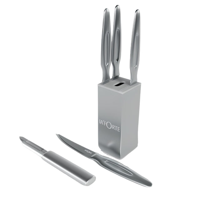 Spring by LA' FORTE 5-Piece Steel Knife Set with Metal Block