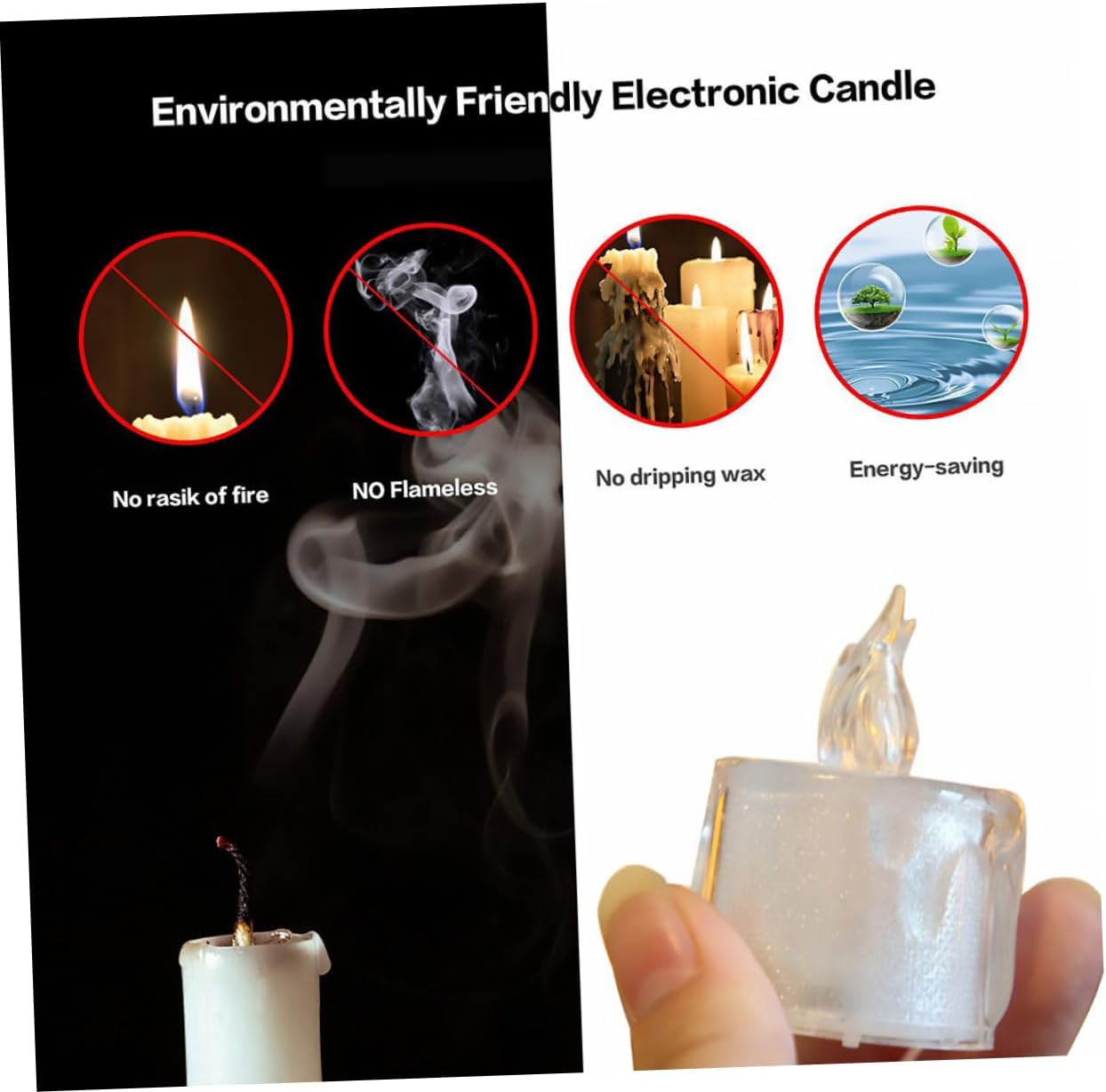 LED Tea Lights Candle (Diwali Diya) – Flameless, Crystal Design, Battery-Operated-6 Pcs