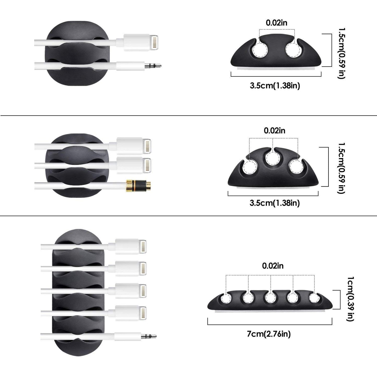 LA' FORTE Cable Clips Cord Organizer Holder System with Multipurpose Silicone Adhesive Hooks (Set of 10 Pieces) - Pack of 2 Pcs