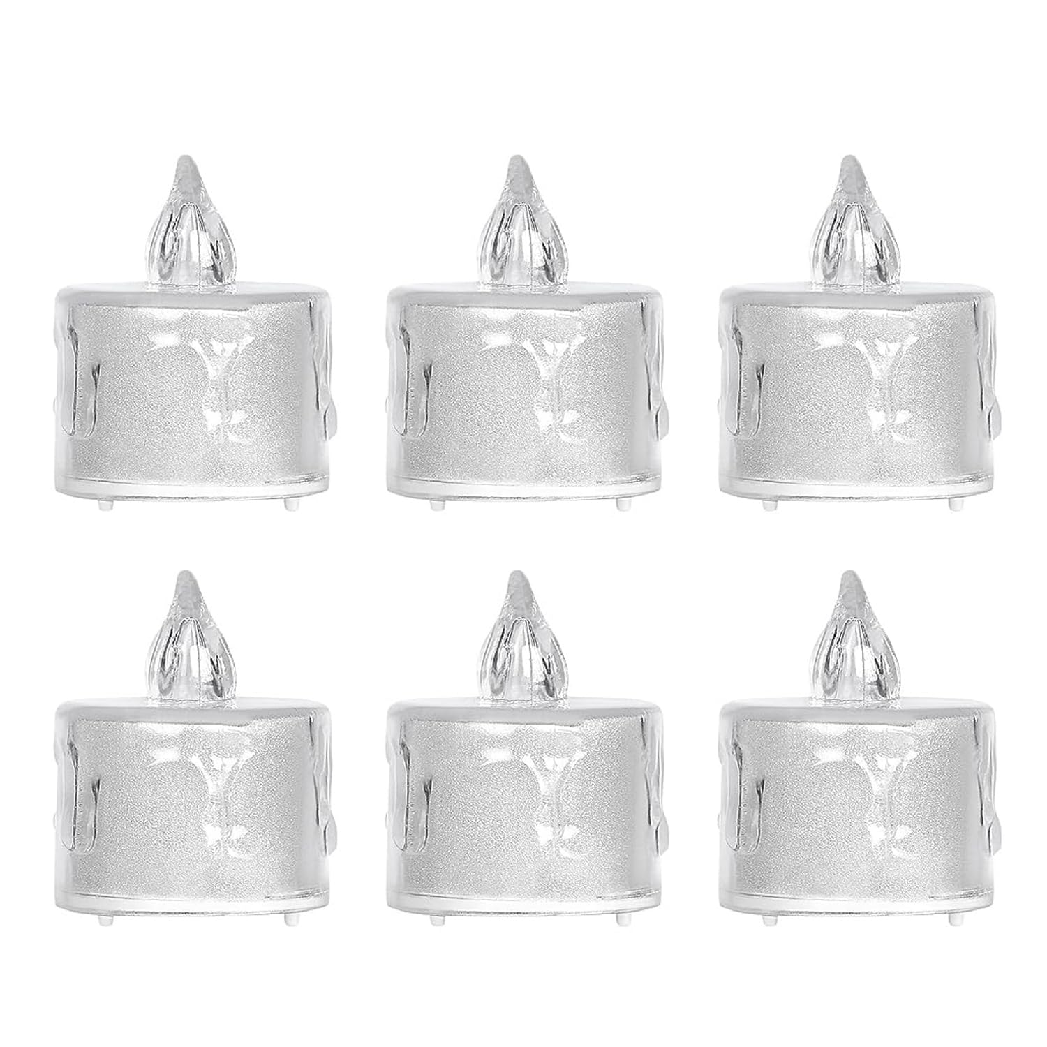 LED Tea Lights Candle (Diwali Diya) – Flameless, Crystal Design, Battery-Operated-6 Pcs