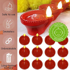 Water Sensor Eco-Friendly Led Diyas Candle E-Diya, Decoration Diwali Lights (Pack of 24)