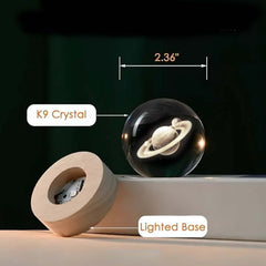 3D Crystal Ball Night Lamp – Multiple Design | LED Light with Wooden Base | Romantic Mood Light for Bedroom & Gifting