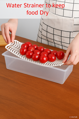 6-Piece Clear Refrigerator Storage Containers with Lids & Removable Strainer Tray – BPA-Free, Multipurpose Kitchen & Fridge Organizer Box Set for Fruits, Vegetables & More