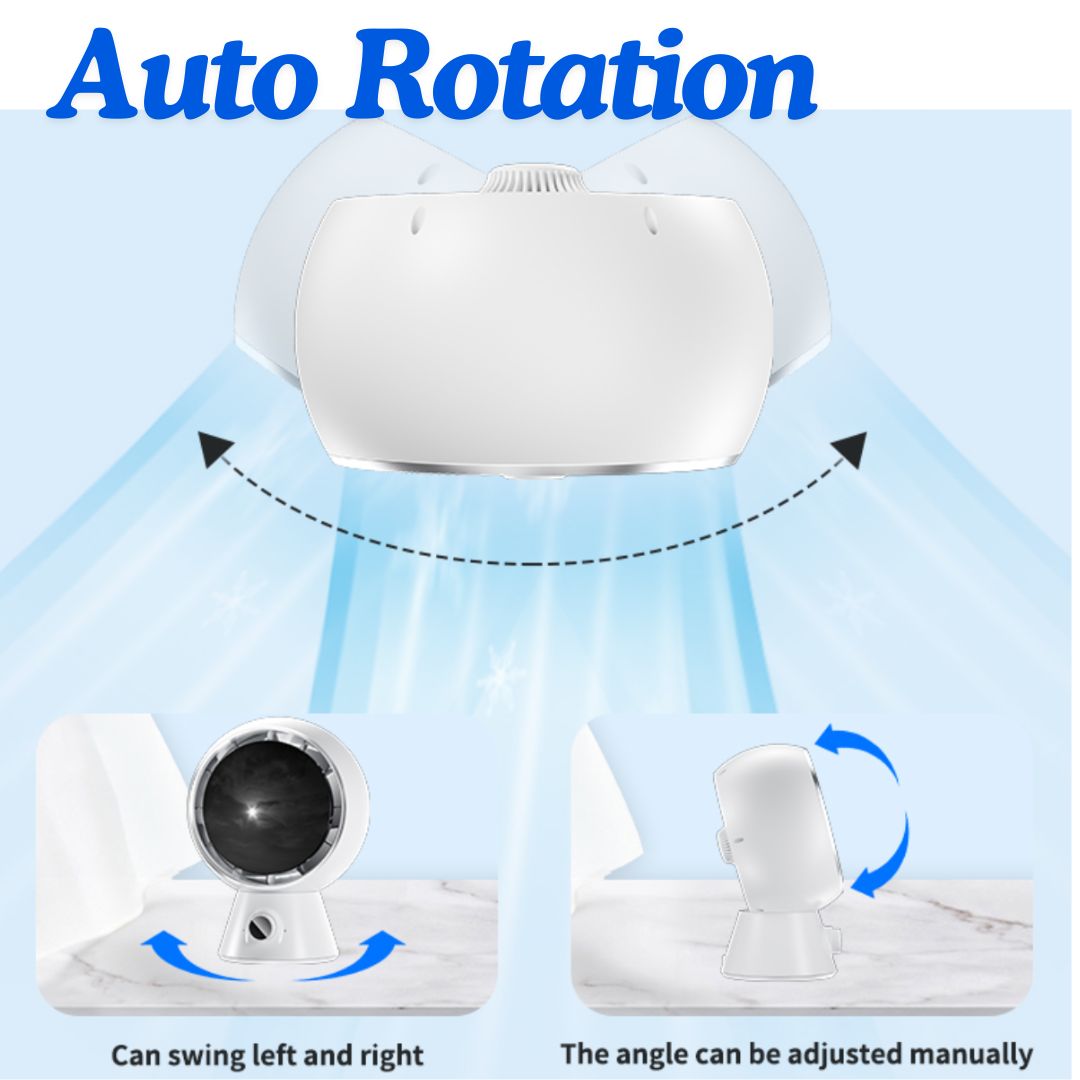 LA' FORTE Robo Cool 5W Mini Desk Fan | Rechargeable, Quiet, Auto-Rotation | 3 Speeds, 4000mAh Battery