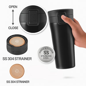 400ml Stainless Steel Vacuum Insulated Tumbler | Leak-Proof Lid | Hot for 4 Hrs & Cold for 5 Hrs | SS304 | Office, Travel, Gym, Home Use