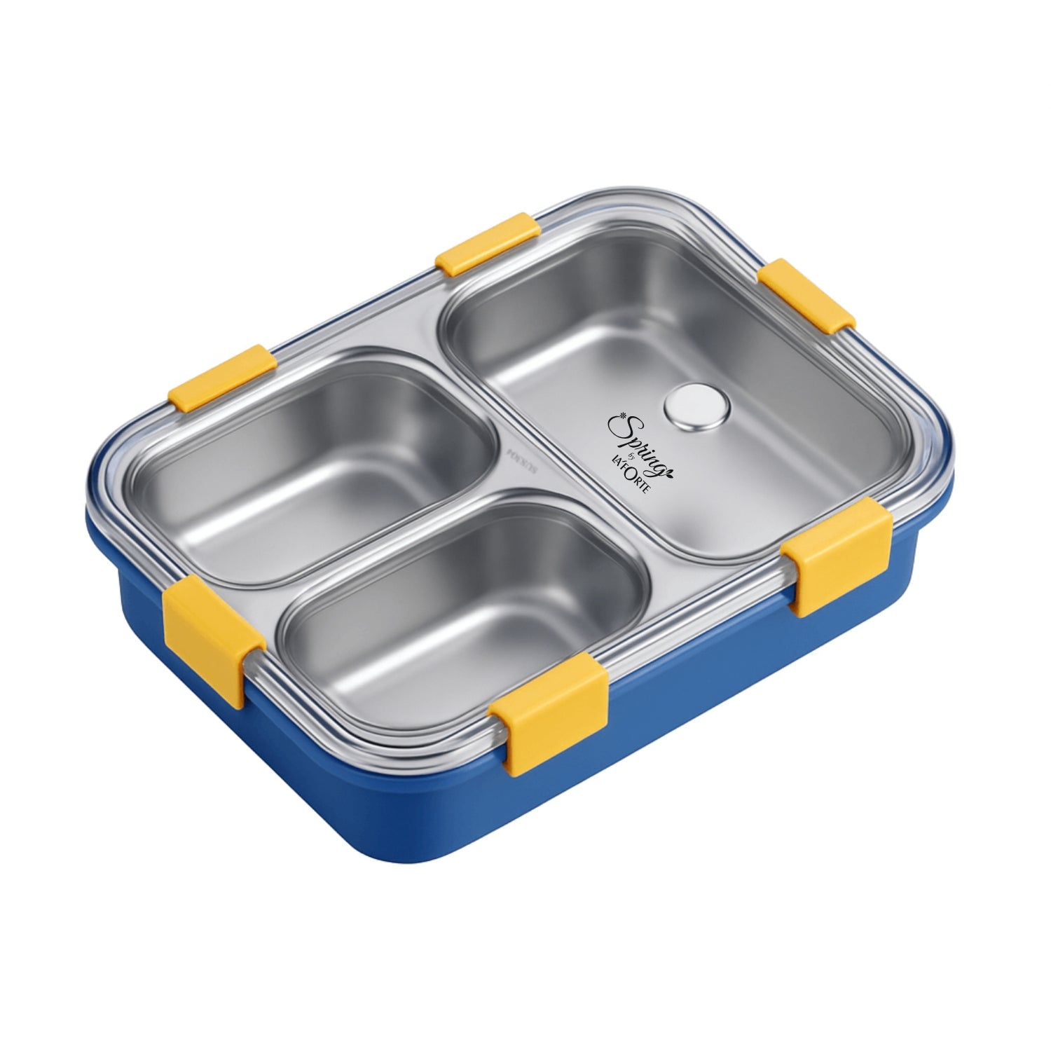 LA’ FORTE 304 Steel Bento Box (900 ml) | 3 Sections | Leak-Proof | Hygienic, Rust-Free | Microwave-Friendly Tiffin for Kids & Adults