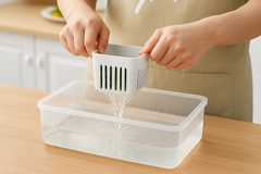 Durable Plastic Kitchen Storage Container Set with Drain Baskets | Multipurpose Fridge & Freezer Organizer Box | Masala, Vegetables & Dry Goods Storage | Airtight & Easy to Clean