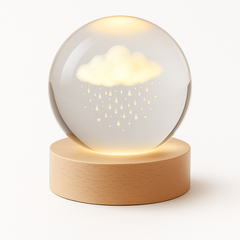 FLIXX 3D Crystal Ball Night Lamp | Warm LED Glow | USB Powered | Engraved K9 Crystal with Wooden Base | Romantic Gift for Bedroom, Home Décor, Anniversary & Gifting