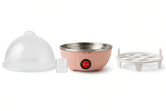 LA' FORTE 3-in-1 Electric Egg Boiler | Boil, Fry & Steam | 7 Egg Capacity | Peach Color | 350W | Auto Cut-Off | Compact Cooker for Kitchen, Travel & Hostel Use