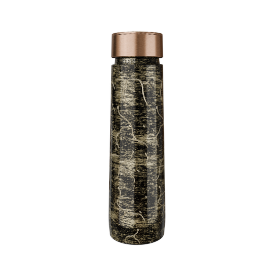 Pure Copper Elegant 1000 ml Premium Coated Water Bottles (Gold Black Abstract, 1000 Ml)