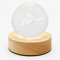 FLIXX 3D Crystal Ball Night Lamp | Warm LED Glow | USB Powered | Engraved K9 Crystal with Wooden Base | Romantic Gift for Bedroom, Home Décor, Anniversary & Gifting