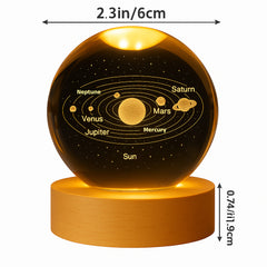 3D Crystal Ball Night Lamp – Multiple Design | LED Light with Wooden Base | Romantic Mood Light for Bedroom & Gifting