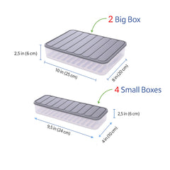 6 Pcs Airtight Food Storage Container Set – 2 Large + 4 Small | BPA-Free, Food Grade, Premium Quality | Vegetable, Fruit & Kitchen Storage Boxes with Grey Lids