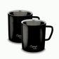 Stainless Steel Coffee and Tea Mugs - 150ml (5.07 oz) - Set of 2 - Black Powder Coated Exterior, Steel Interior