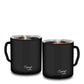 Stainless Steel Coffee and Tea Mugs - 150ml (5.07 oz) - Set of 2 - Black Powder Coated Exterior, Steel Interior