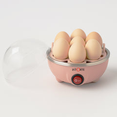 LA' FORTE 3-in-1 Electric Egg Boiler | Boil, Fry & Steam | 7 Egg Capacity | Peach Color | 350W | Auto Cut-Off | Compact Cooker for Kitchen, Travel & Hostel Use