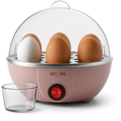 LA' FORTE 3-in-1 Electric Egg Boiler | Boil, Fry & Steam | 7 Egg Capacity | Peach Color | 350W | Auto Cut-Off | Compact Cooker for Kitchen, Travel & Hostel Use