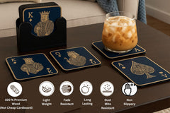 6-Piece Premium Abstract Design Wooden Coaster Set with EPE Anti-Slip Base & Storage Stand | 3.5” Square | Water Resistant