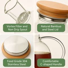 LA’ VITE Borosilicate Glass Teapot- Wooden Lid// 1000 ml