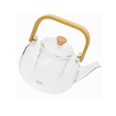Premium Borosilicate Glass Teapot with Bamboo Handle, Lid & Infuser | Heat-Resistant Tea Kettle (800ml)