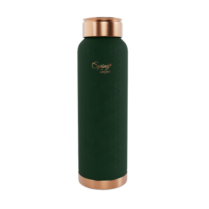 LA'FORTE Copper Water Bottle, Pure, 1000 ml Sea Green