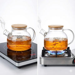 LA’ VITE Borosilicate Glass Teapot- Wooden Lid// 1000 ml