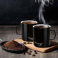 Stainless Steel Coffee and Tea Mugs - 150ml (5.07 oz) - Set of 2 - Black Powder Coated Exterior, Steel Interior