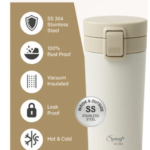 400ml Stainless Steel Vacuum Insulated Tumbler | Leak-Proof Lid | Hot for 4 Hrs & Cold for 5 Hrs | SS304 | Office, Travel, Gym, Home Use