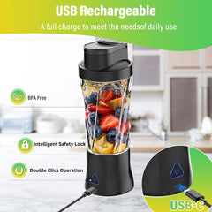 LA’ FORTE Portable Blender | 600ml Cup | 360W Powerful DC Motor | 6000mAh Rechargeable Battery | High-Speed Smoothie Maker | Travel-Friendly Juicer Mixer for Smoothies, Shakes & Juices