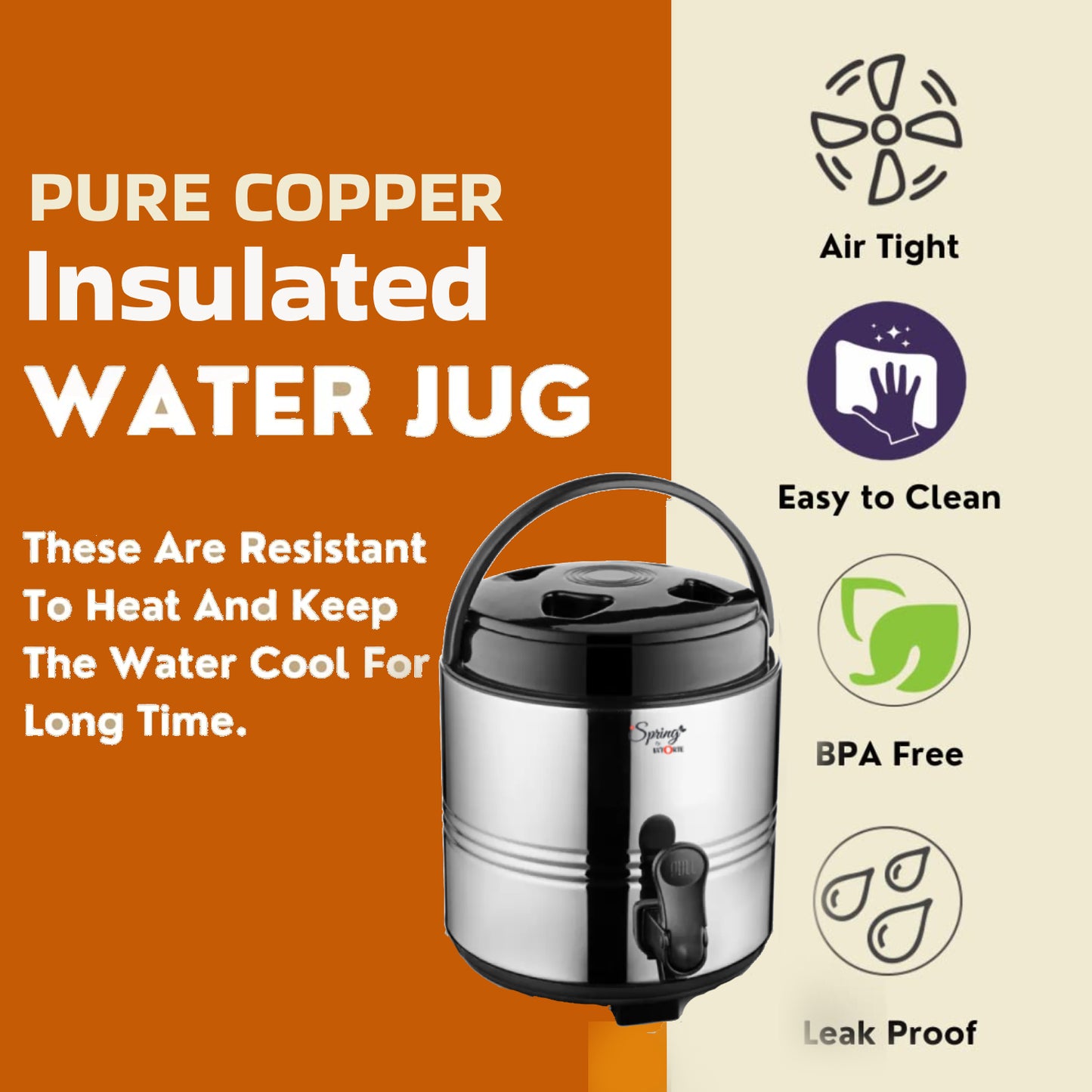 Pure Copper Double Wall Insulated Water Dispenser  (Hot and Cold)