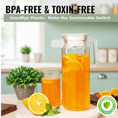 LA’ FORTE Premium Glass Water Jug with Lid | Lead-Free Borosilicate Glass Pitcher for Hot & Cold Beverages | Available in 3 Elegant Designs (1 L / 1.3 L)