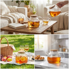 LA’ VITE Borosilicate Glass Teapot- Wooden Lid// 1000 ml